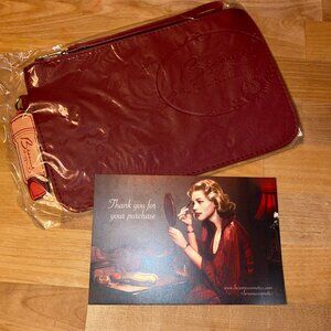 Besame Deep Red Wristlet Cosmetic Makeup Bag Pouch, New in Bag + postcard